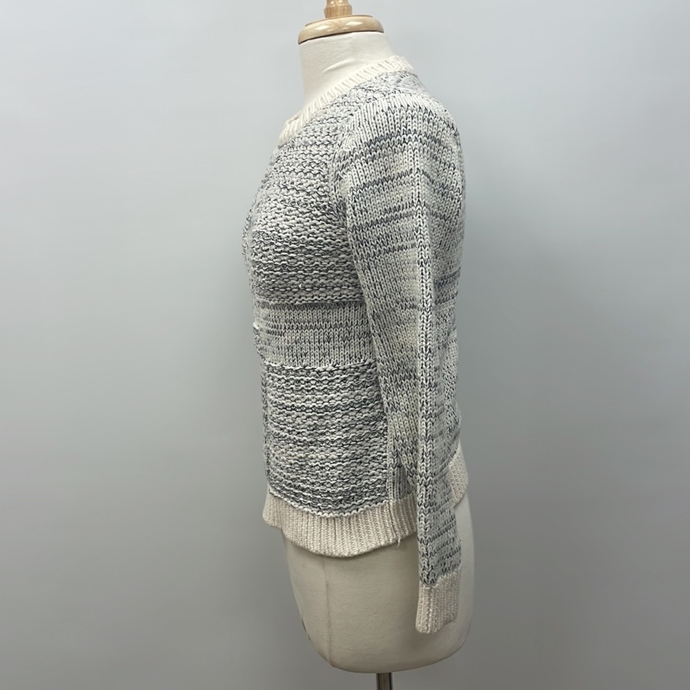 Banana Republic Chunky Knit Crewneck Sweater 100% Cotton Preppy Blue White Small - Picture 5 of 10